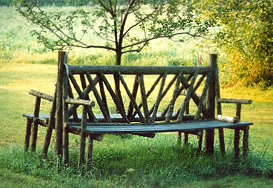 Double Sided Orchard Bench. Created from cedar poles